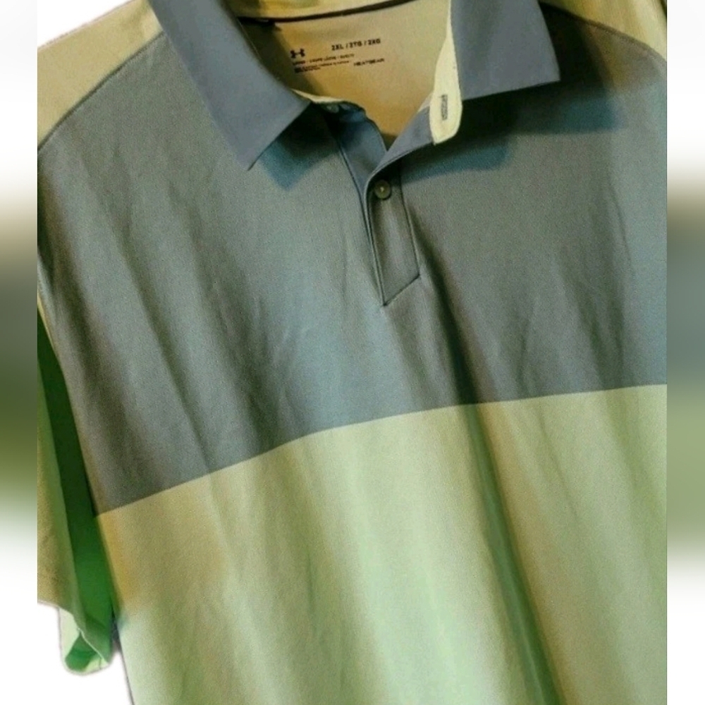 Under Armour Men's Shirt 2XL Heat Gear Golf Performance Polo Loose Fit Green